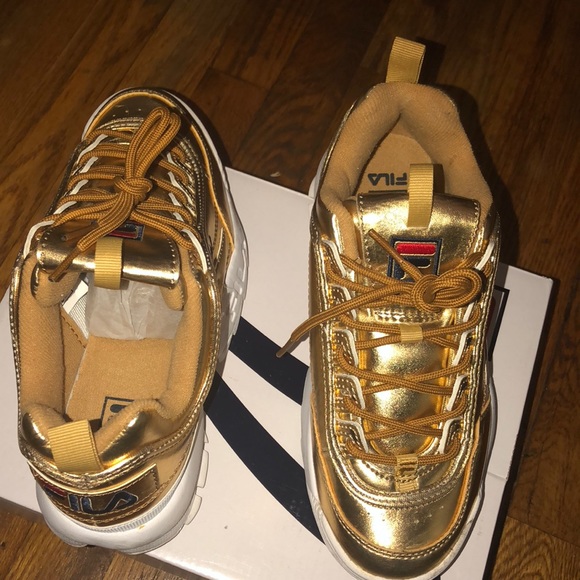 fila disruptor 2 metallic gold